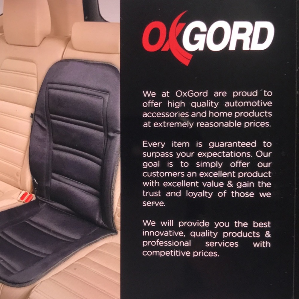 Oxgord Lumbar support heated seat warmer plugs into car light outlet NEW